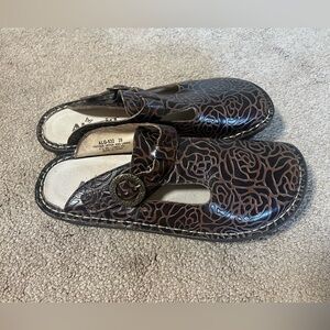 Alegria Floral Embossed Slip-On Shoes